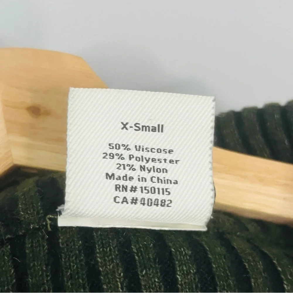 Varley Olive Green Carmen Ribbed Knit Jacket sweater size Xsmall